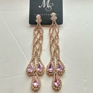 Pink and Gold Drop Earrings